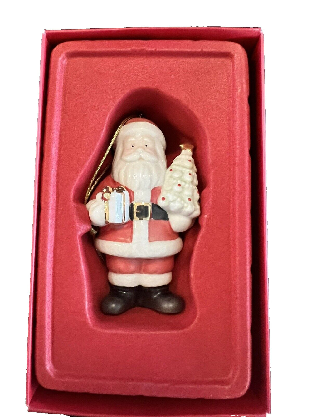 Vintage Lenox Santa's Visit Porcelain Ornament Orginal Box New